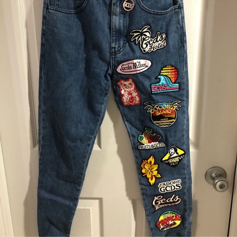 GCDS Denim Jeans with Colorful Patches